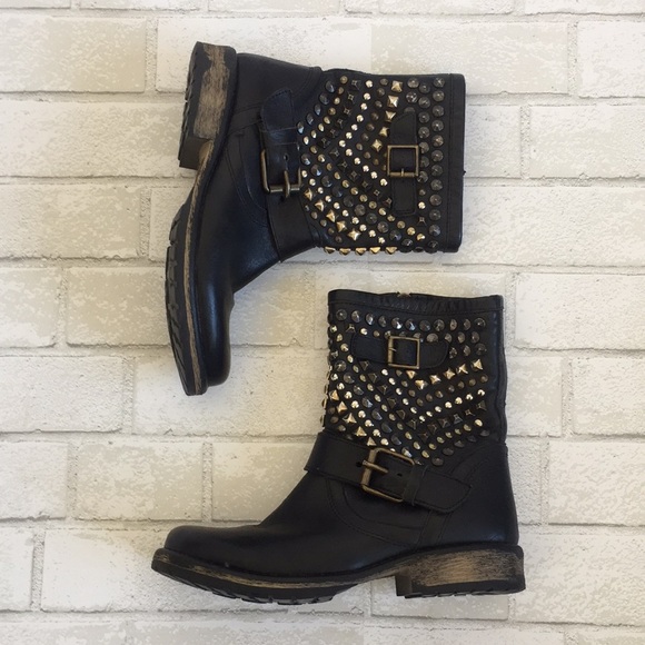 studded biker boots